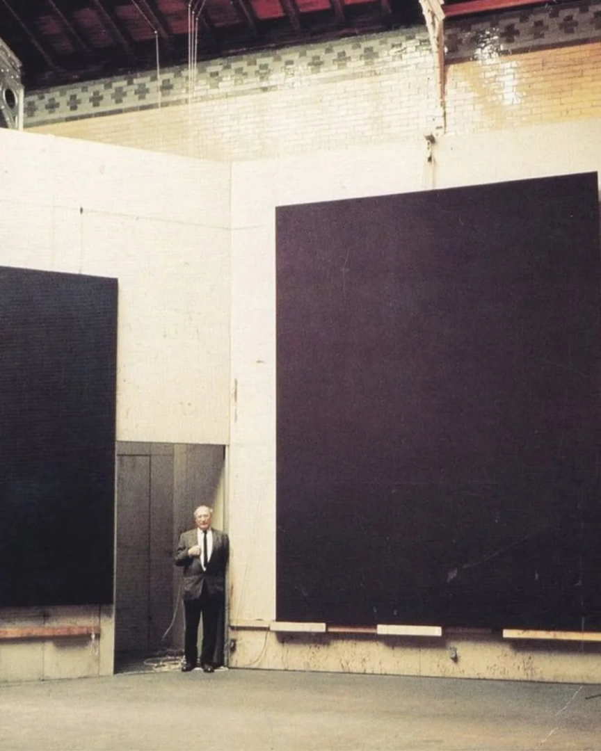 Mark Rothko in his studio with the Houston chapel paintings, 1965