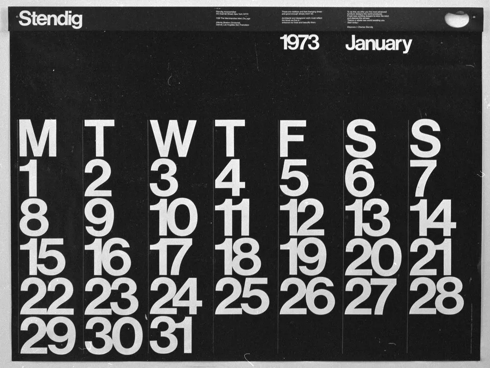 Vignelli, Unimark International, Stendig Calendar, 1973 (1966). Courtesy Vignelli Center for Design Studies