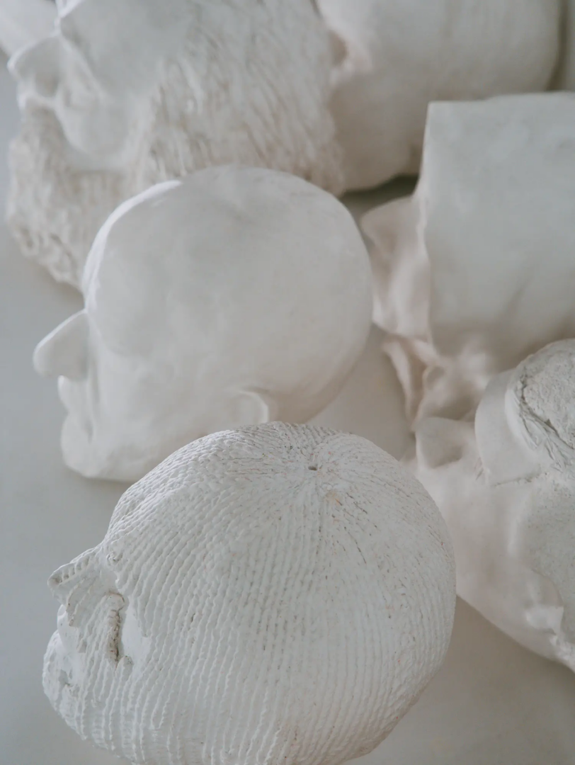 Head study for the International Institute of Intellectual Co-Operation, plaster casts, 2015, Goshka Macuga