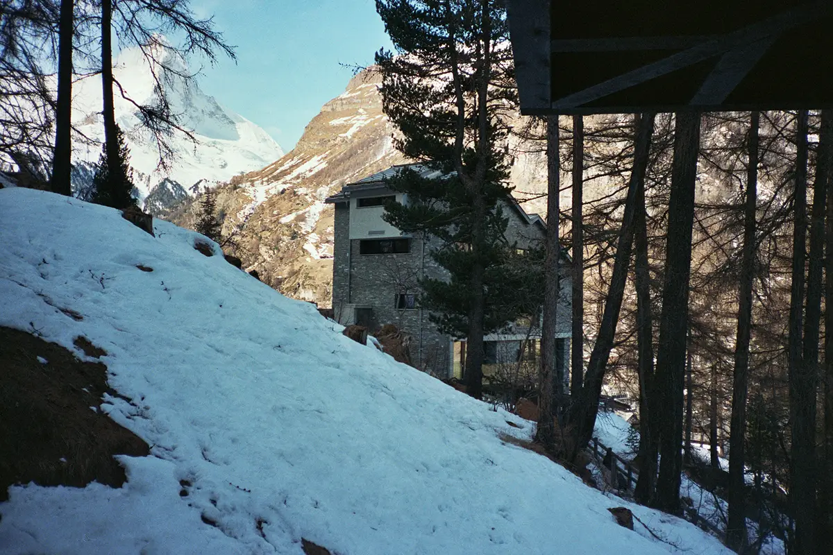 Zermatt. Snowy path to a lodge