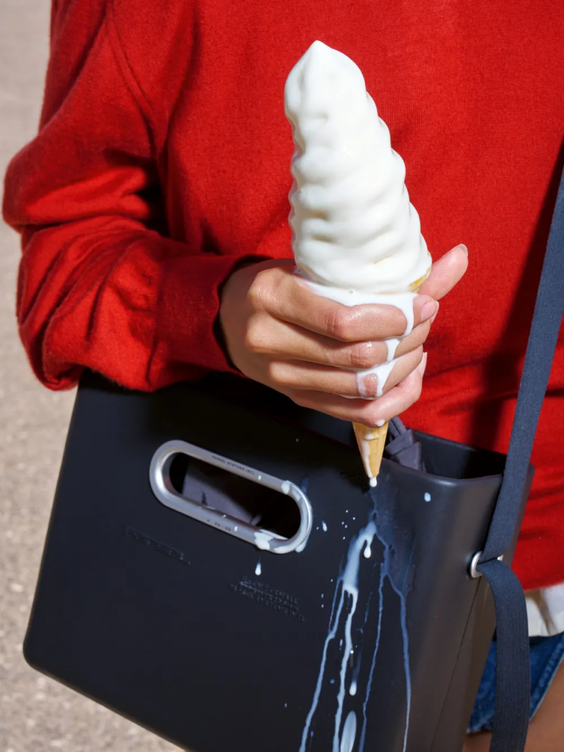 Dripping Ice Cream on a Parsel Bag, 2025, photography Roe Ethridge from the book Rude In the Good Way