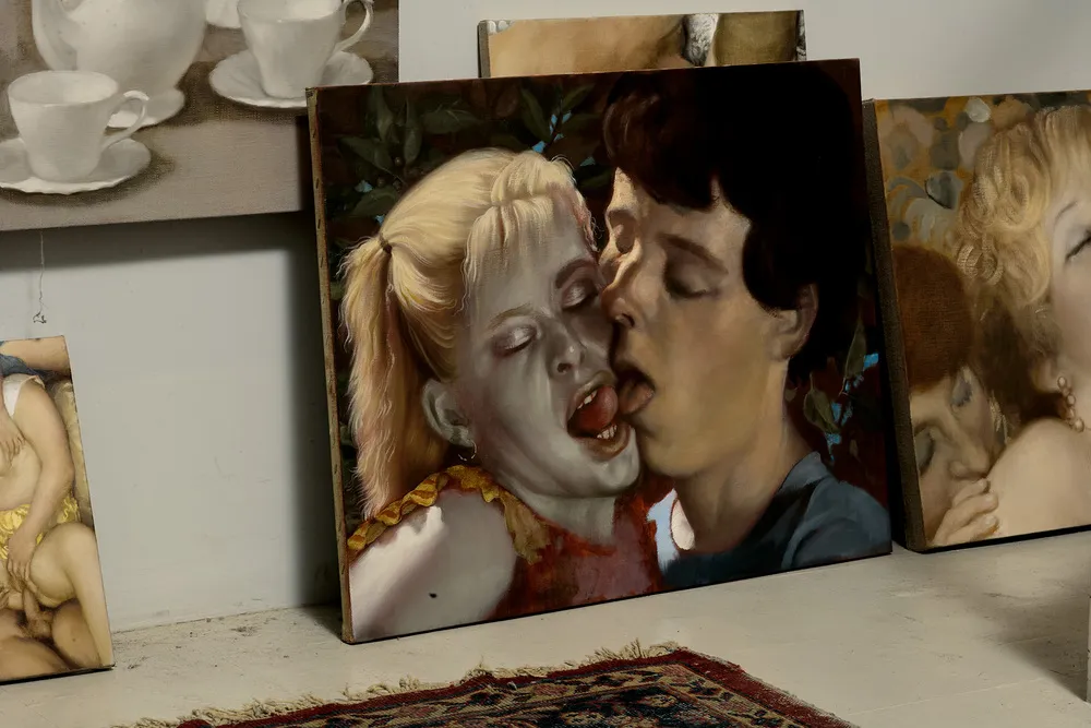 From John Currin Studio, 2008, photography Roe Ethridge from the book Rude In the Good Way