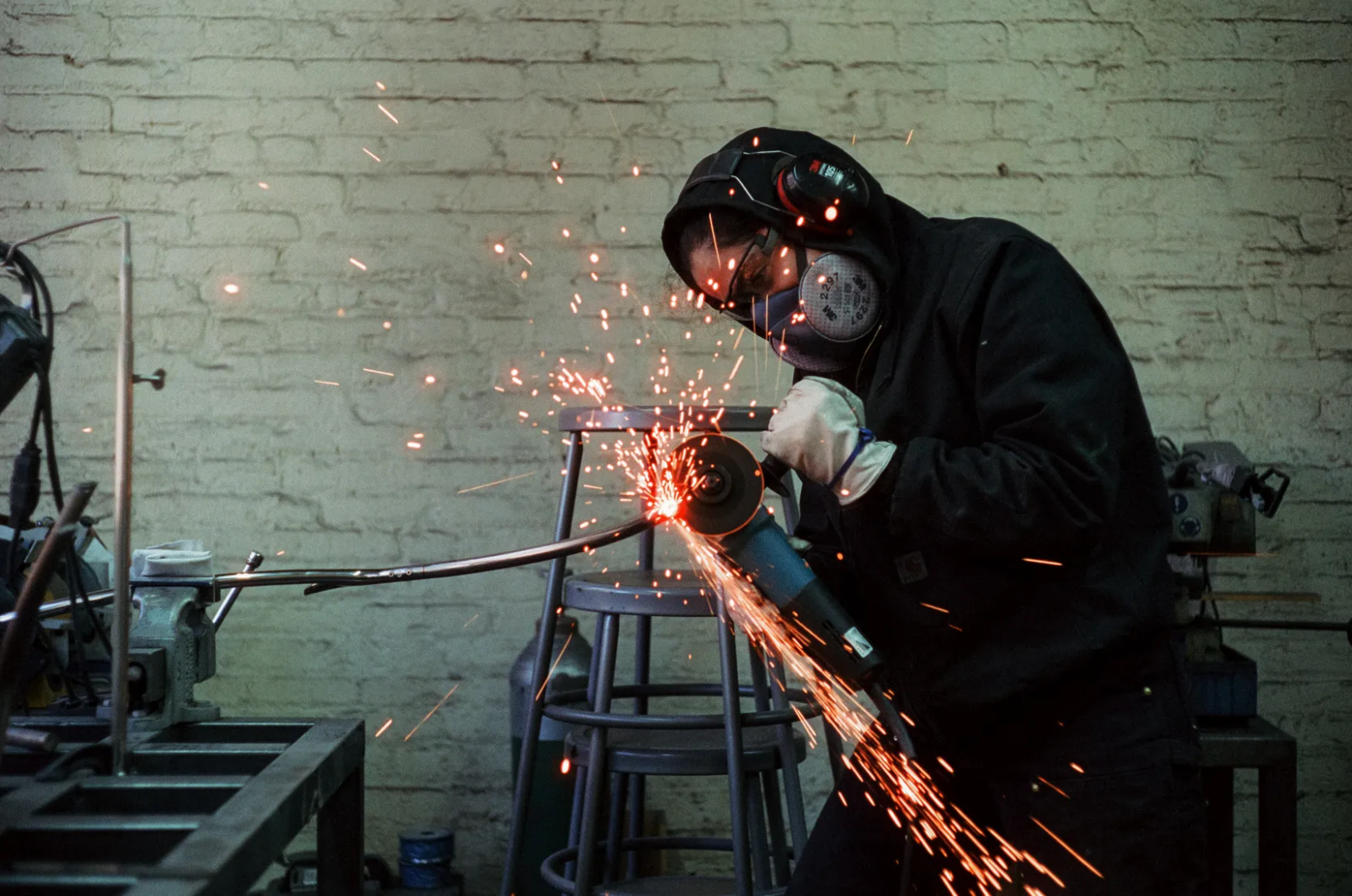 Hannah Levy working with metal in the studio