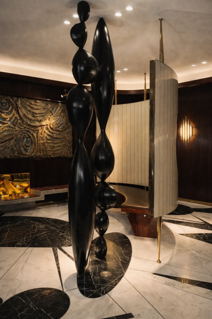 A large ceramic wall installation by Giovanni de Francesco
