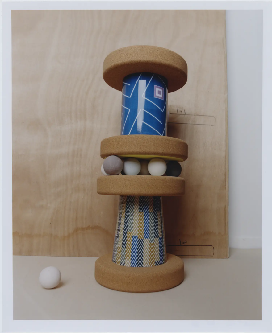 Hermès cork porcelain and calfskin stool, Petit H, porcelain, agglomerated cork, calfskin leather
