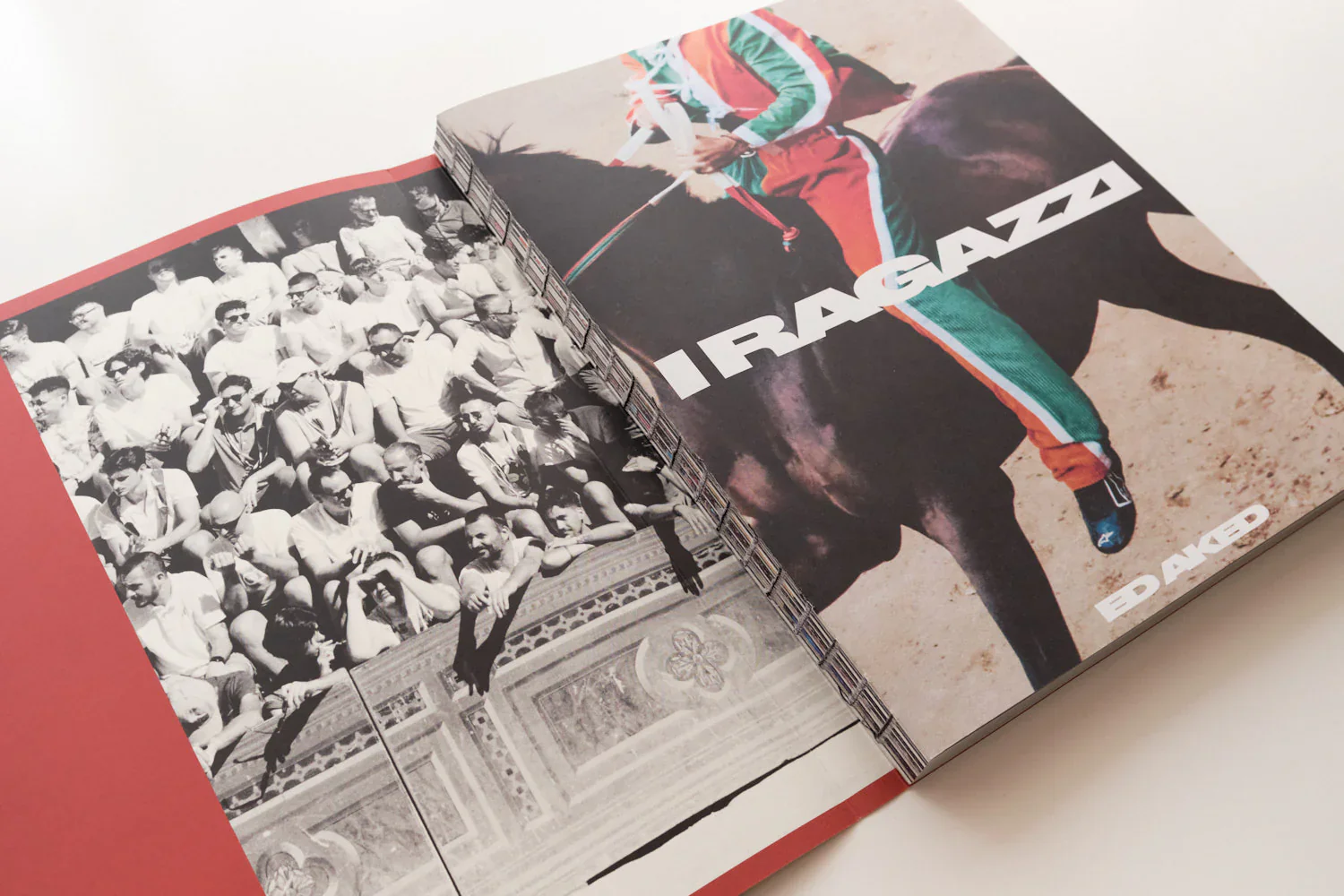 I Ragazzi is a photographic publication by Ed Aked examining representations of masculinity within the social and ceremonial context of the Palio di Siena