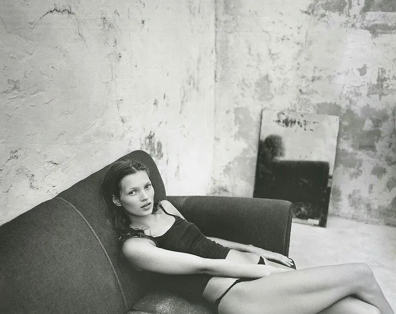Kate Moss at Calvin Klein Obsession photoshoot, Photography by Mario Sorrenti, 1993
