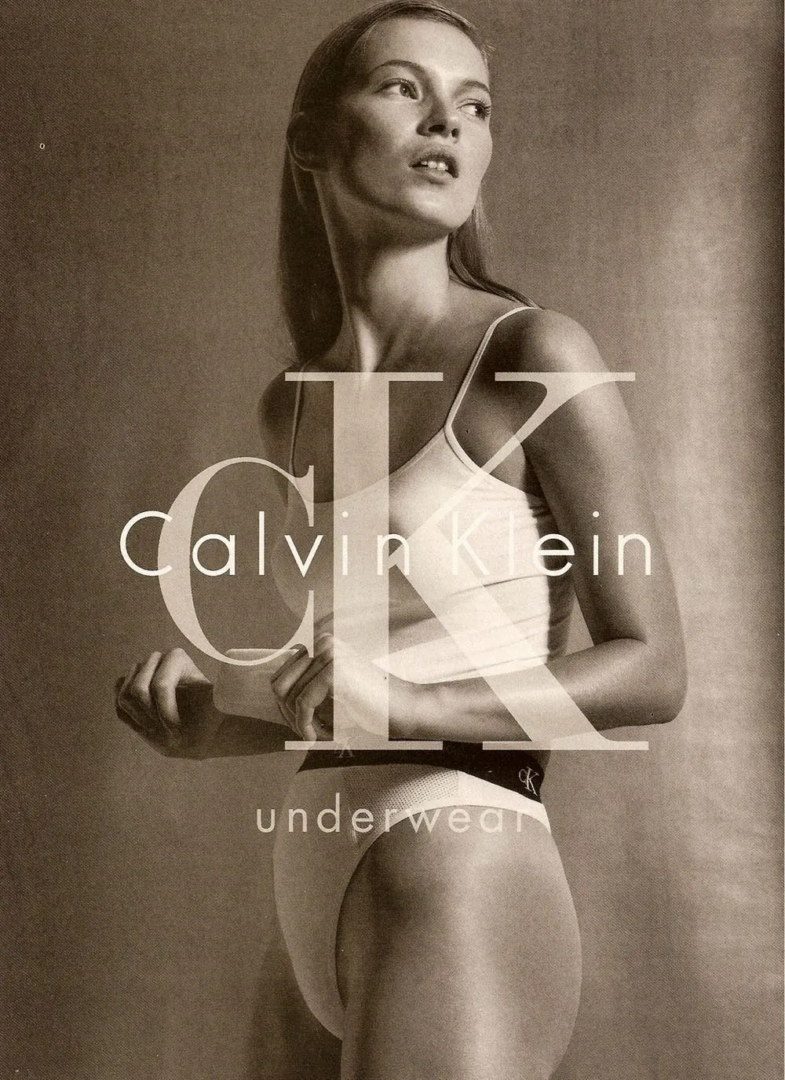 Kate Moss in Calvin Klein Underwear, 1994. Photographed by Steven Meisel