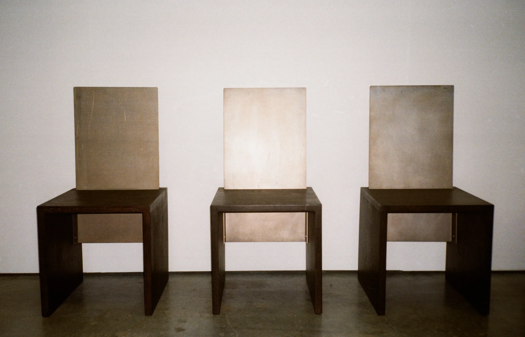 Artist made steel and ebonised oak chairs, Germany 1990’s