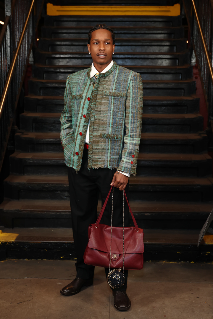 ASAP Rocky Wearing Chanel Tweed Jacket at the Metiers dArt 2026 in New York