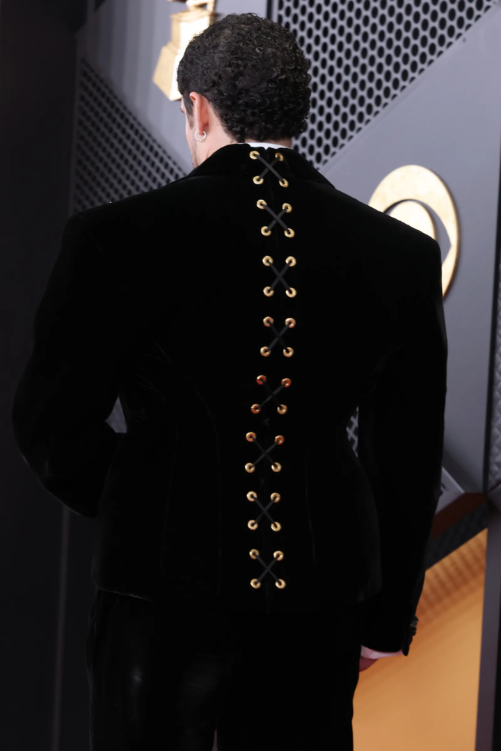 Bad Bunny wearing Schiaparelli 2023 Couture collection
