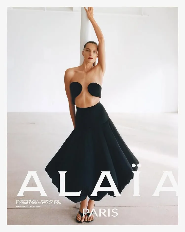 Daria Werbowy for Alaïa Winter Spring 2025 Campaign by Pieter Mulier.