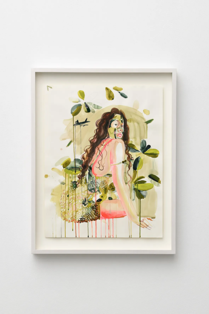 Gisela McDaniel, Becoming 1, 2026, Gouache on paper, shells, 65 × 50 cm