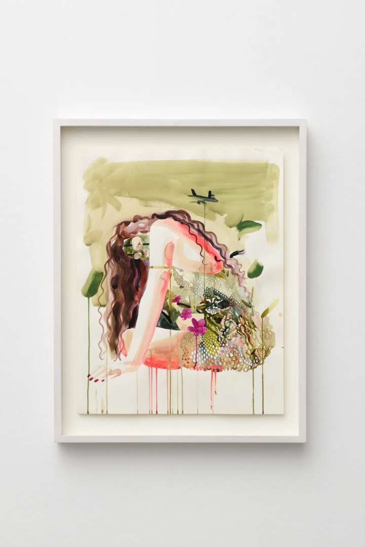 Gisela McDaniel, Becoming 2, 2026, Gouache on paper, shells, 65 × 50 cm
