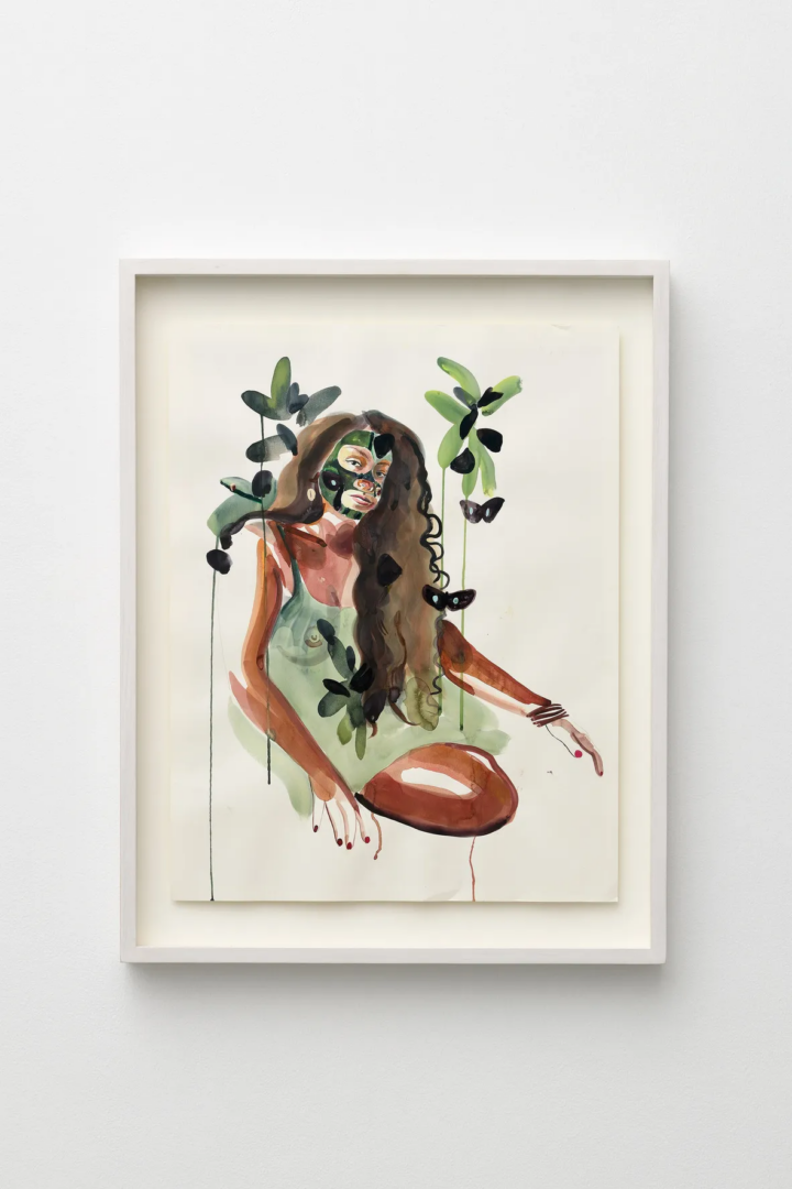 Gisela McDaniel, Kao siña Yu_ maloffan gi tano_-miyu_, 2026, Gouache on paper, shells, 65 x 50 cm