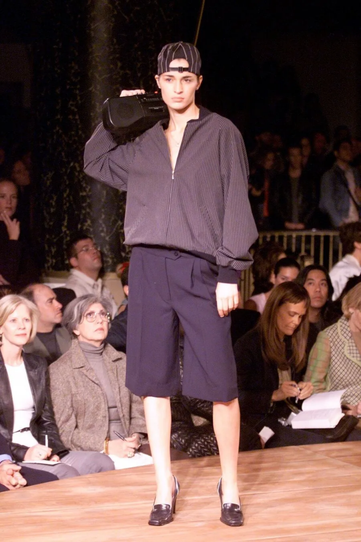 Omahyra Mota on the runway for Miguel Adrover SS01 collection presented in New York