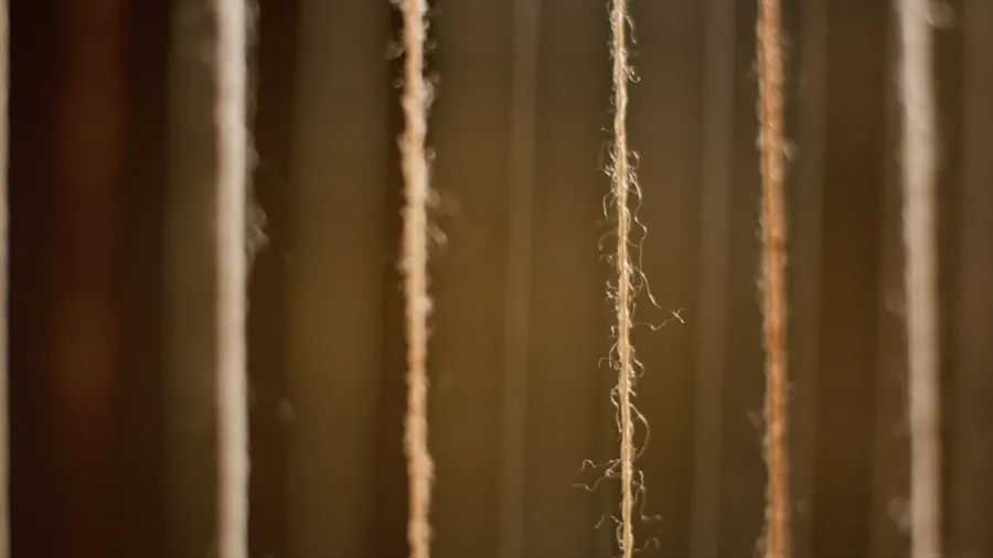 Close-up of white Xinao Textiles thread