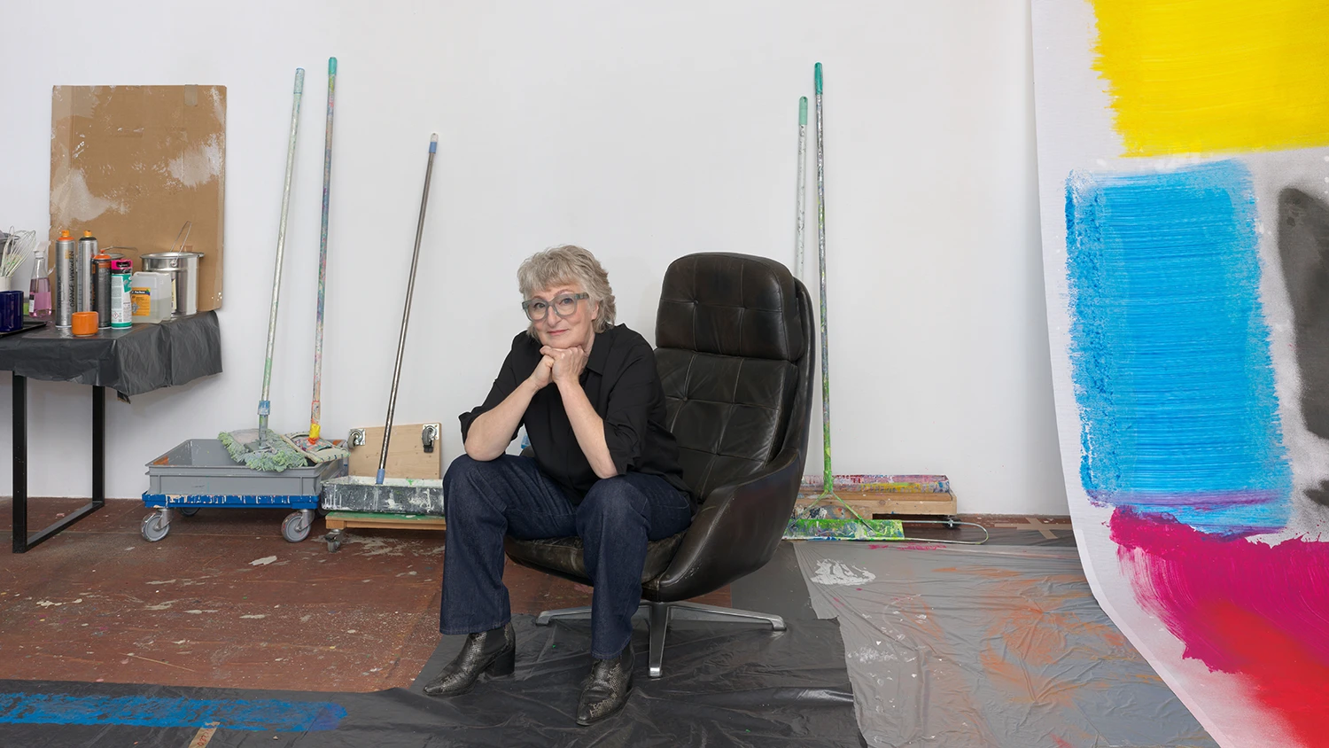 Portrait of Renée Levi in her studio in Basel, Switzerland. Courtesy of the artist and Audemars Piguet