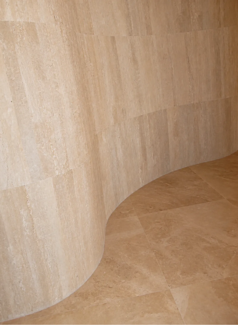 Curved interiors and stone finishes