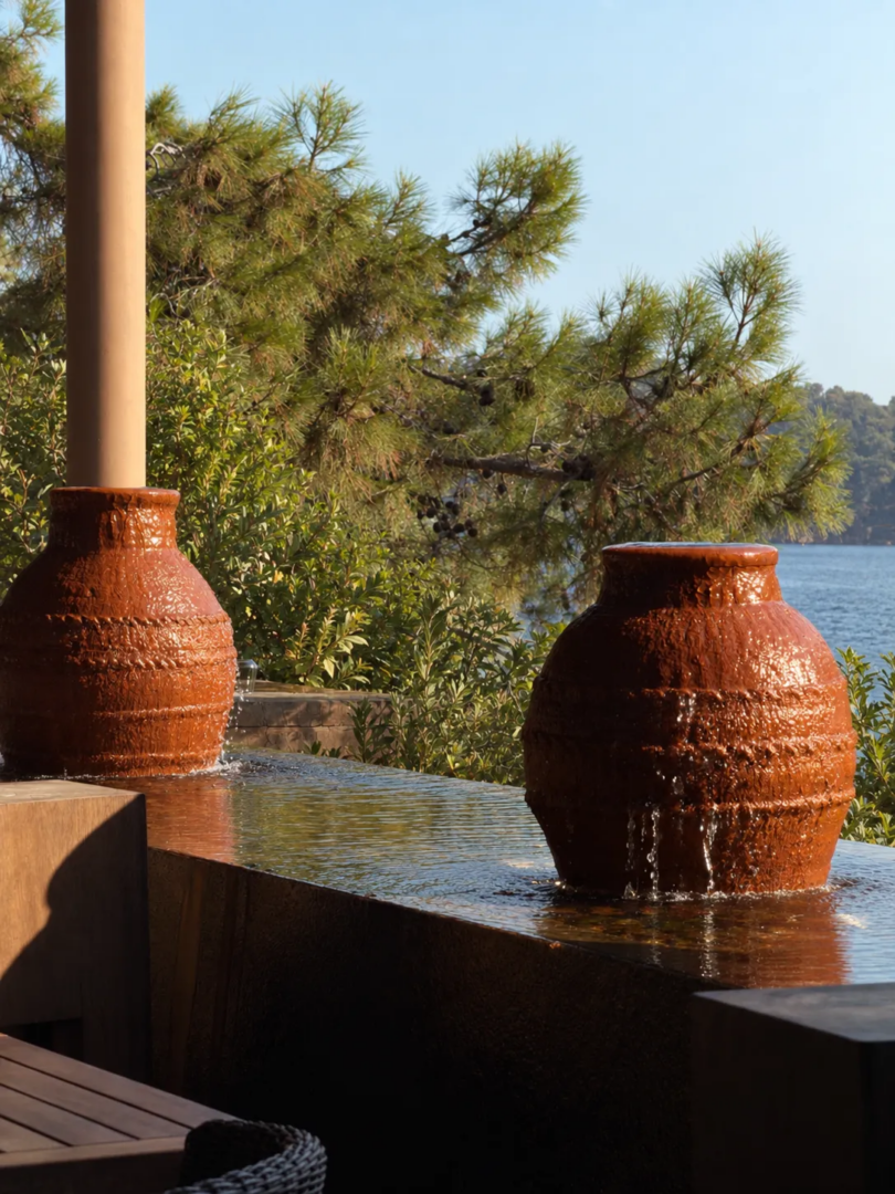 Water features at Q Lounge overlooking the Gulf of Fethiye