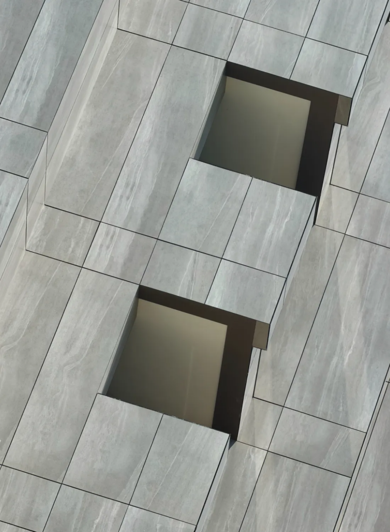 Detail of the ventilated ceramic facade