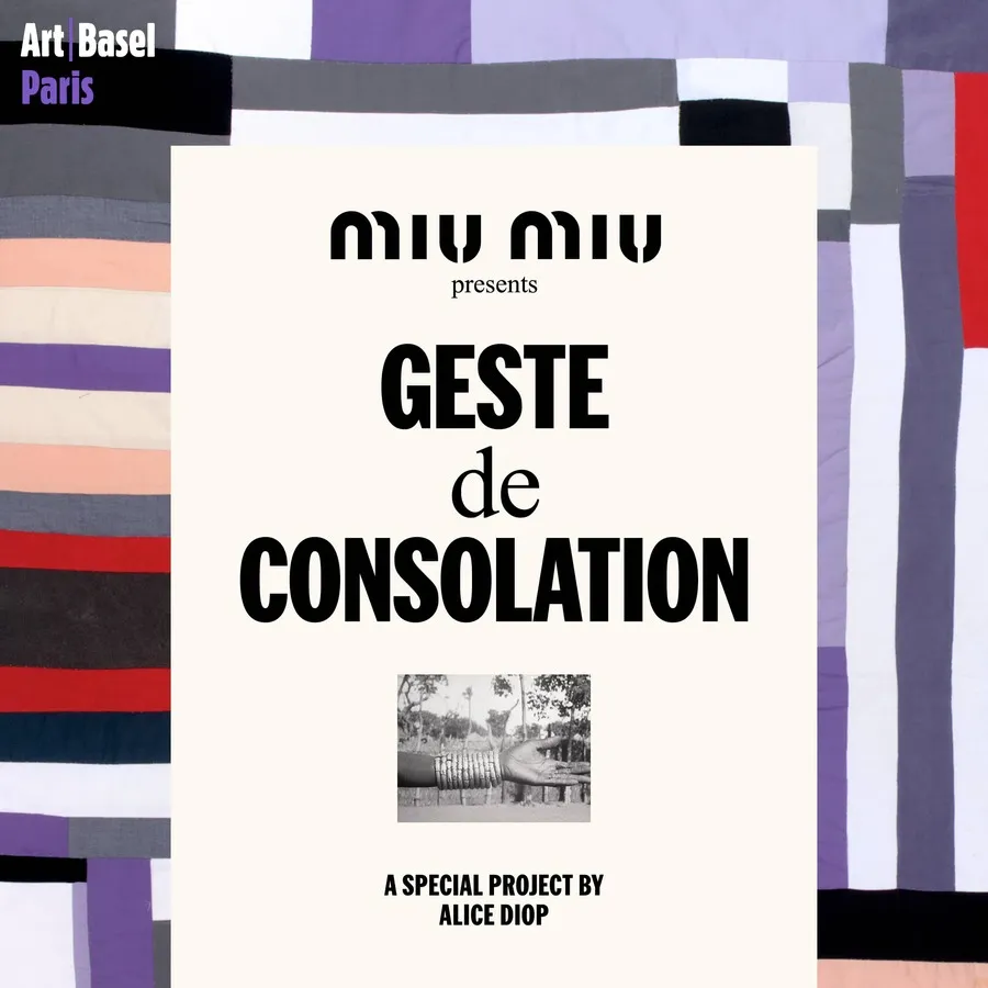 Miu Miu presents Geste de Consolation, a special project by Alice Diop, Art Basel Paris 2026. Courtesy of Miu Miu.
