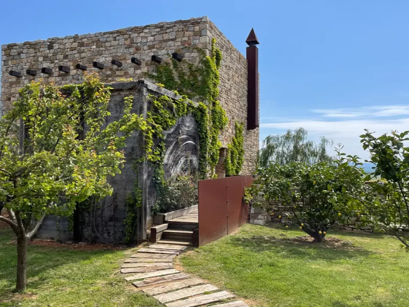 Argentaia, Magliano in Toscana, Tuscany - the tower and the iron chimney