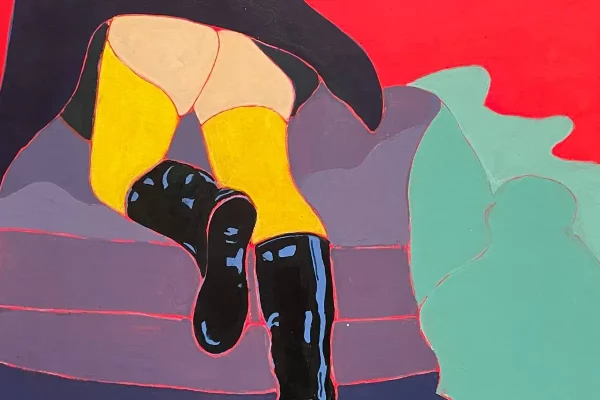 Erica-Rutherford-Yellow-Stockings-1970-gouache-su-carta-dettaglio