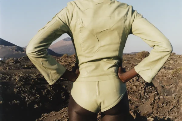 Leather jacket and panties Acne Studios. Photography Jelka von Langen and Roman Goebel, styling Niki Pauls