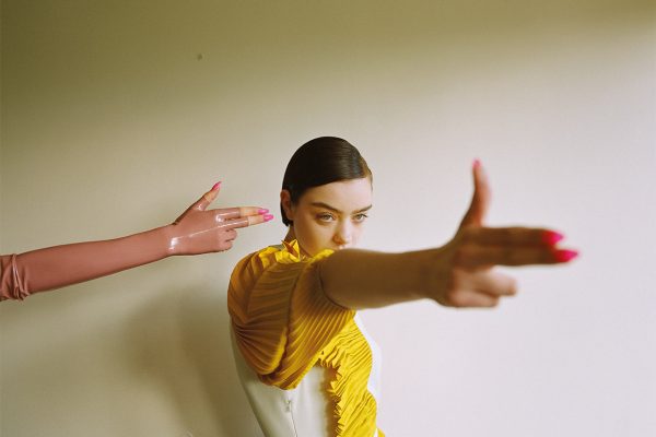 PHOTOGRAPHY MICHAL PUDELKA, FASHION EDITOR ALESSANDRO FORNARO. GLOVES ATSUKO KUDO, DRESS GIVENCHY PHOTOGRAPHY MICHAL PUDELKA FASHION EDITOR ALESSANDRO FORNARO VIOLET WEARS GLOVES ATSUKO KUDO; ALICE WEARS DRESS GIVENCHY