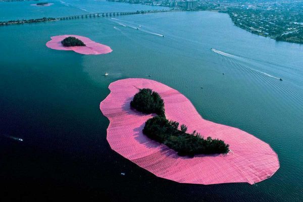 Surrounded Islands in 1983, Christo. For this project the team cleaned 40 tons of garbage from the eleven islands and water. From Renoon moodboard